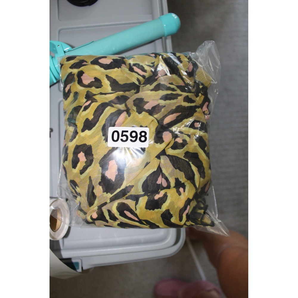 H&M Women's Leopard Halter Maxi Dress Gold Embroidered Chartreuse Sleeveless M/L - Picture 11 of 11